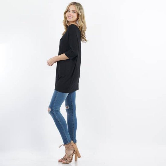 Elbow Sleeve Round-Neck Tunic - Picture 3 of 3